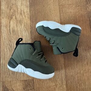 Rare! 3C toddler! Jordan 12 Olive Green Kids Shoes